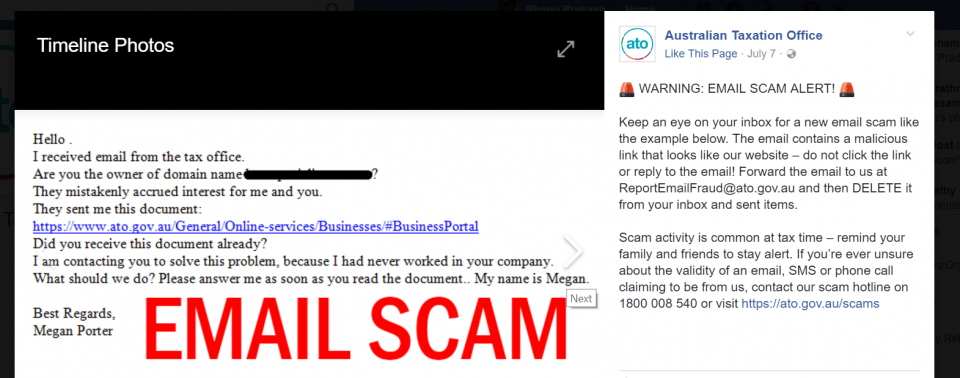 This from ATO<br />Friends be aware of the email scam like the one aboe.It contains malicious link that looks like ATO – do not click the link or reply to the email! Forward the email to us at ReportEmailFraud@ato.gov.au and then DELETE it from your inbox and sent items.<br />Scam activity is common at tax time – remind your family and friends to stay alert. If you’re ever unsure about the validity of an email, SMS or phone call claiming to be from us, contact our scam hotline on 1800 008 540 or visit ato.gov.au/scams