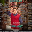 Here comes salman khan once again as Tube lightYou can get the show timings and as well as in which theater the movie is released. from   http://www.trueindia.com.au/indian-movies-australia/539/tubelightMovie name : TubelightLanguage : HindiDirected by : Kabir KhanProduced by : Salman KhanStarring : Salman Khan, Sohail Khan, Zhu ZhuWritten by : Kabir Khan, Parveez Shaikh, Sandeep SrivastavaMusic by : Songs: Pritam Background score: Julius PackiamCinematography : Aseem MishraEditing : Rameshwar S. BhagatSynopsis: Tube light - Set in the 1962 Sino-Indian War, the film stars Salman Khan in the lead role who plays a man called Laxman embarks on a journey to look for his brother while falls in love with a Chinese girl.