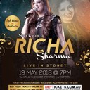 Sufi Queen Richa Sharma Live In Concert Sydney 2018, 19th MayEvent DetailsVenue: Whitlam Leisure Centre 90A Memorial Ave Liverpool NSW 2170Time: 7:00 PMTicket Price: VIP $199 /PLATINUM $99 /GOLD $59 /SILVER $29register or book tickets in : http://drytickets.com.au/event/sufi-queen-richa-sharma-live-in-concert-sydney-2018/